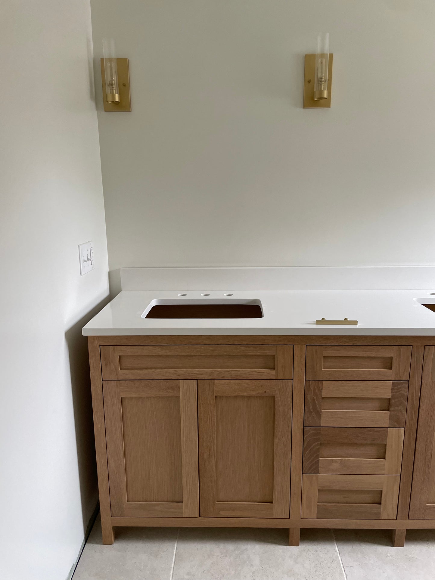 Free shipping - custom solid white oak vanity