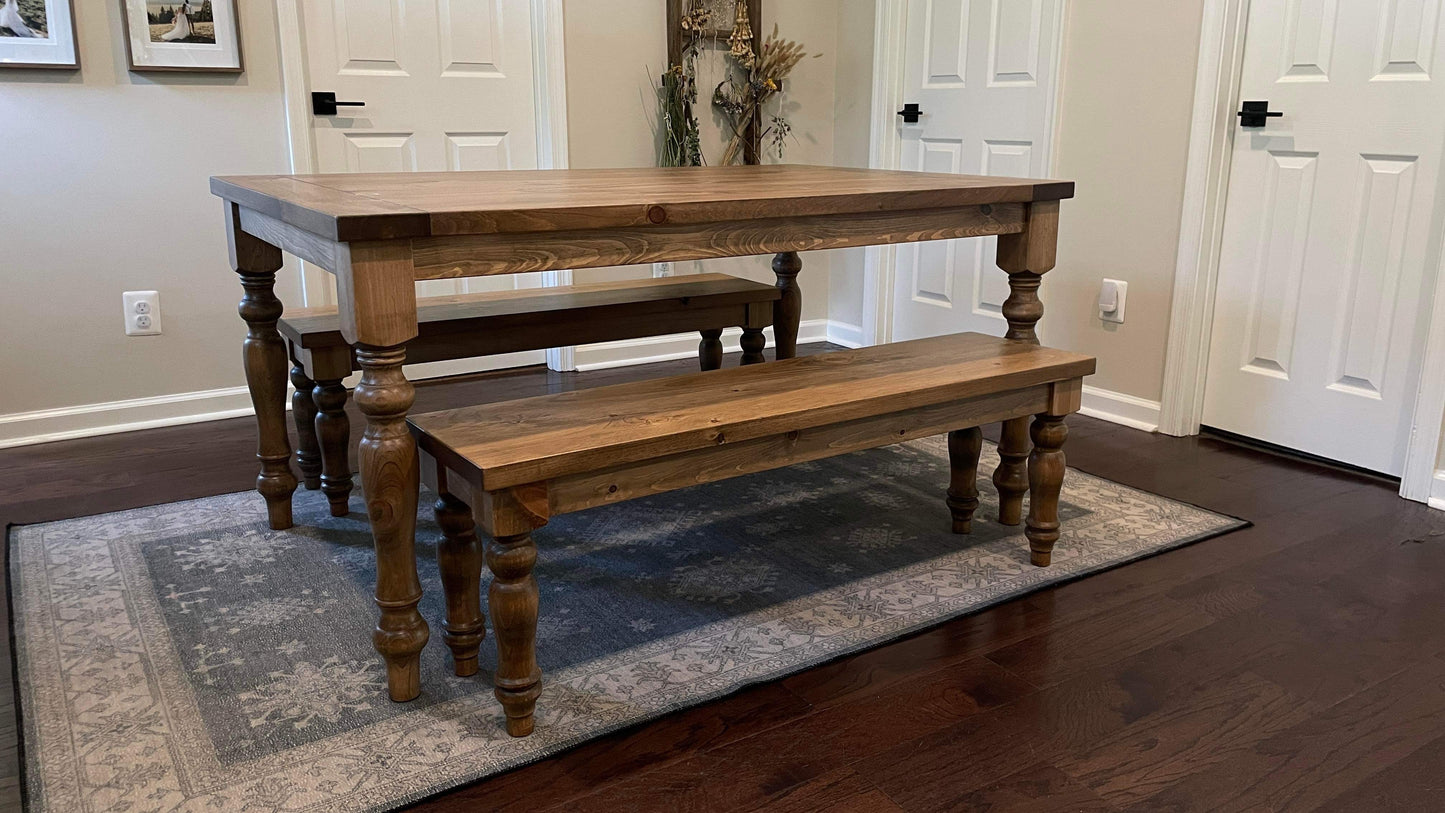 Pine Turned leg bench