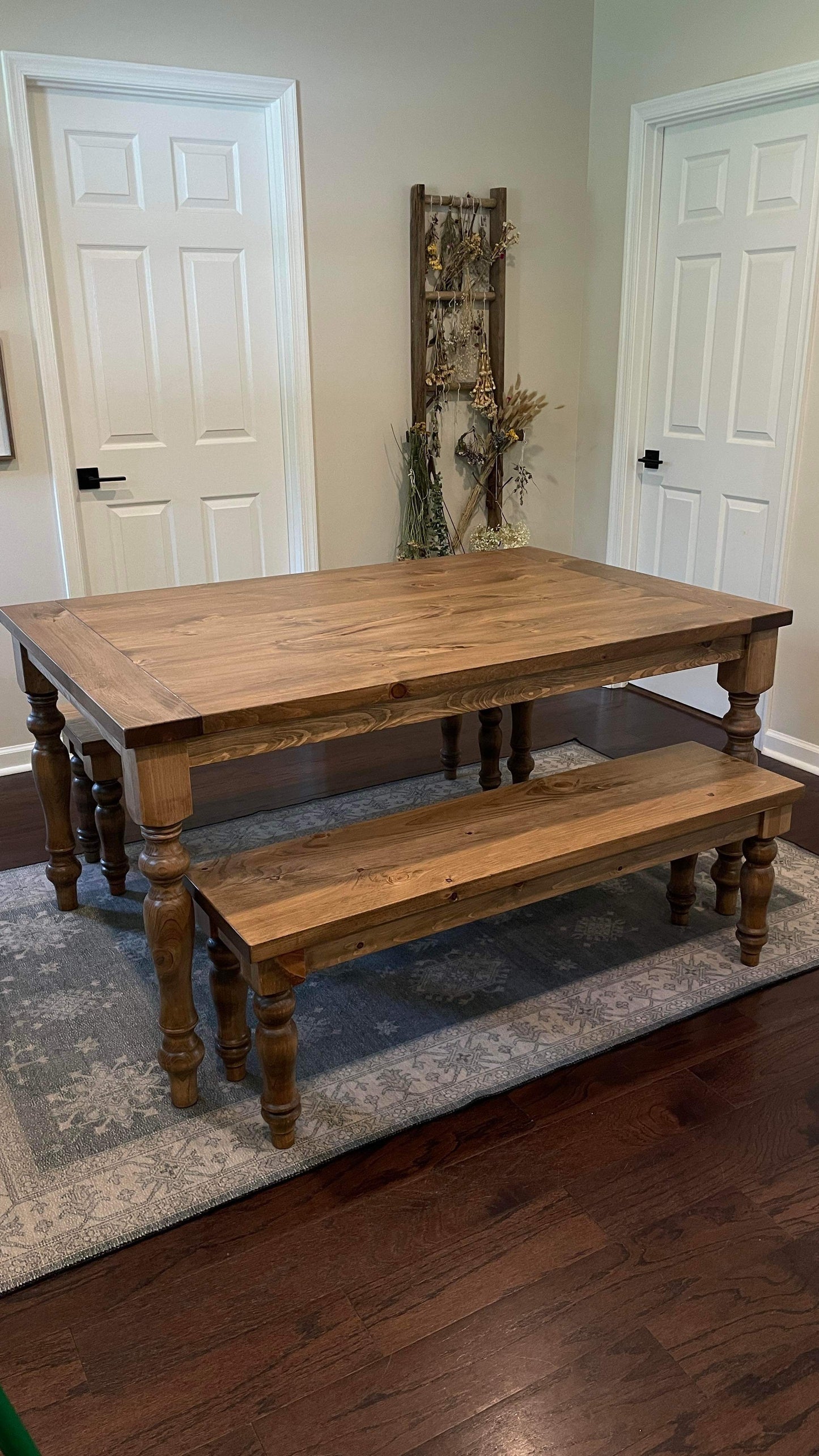 Pine Turned leg bench