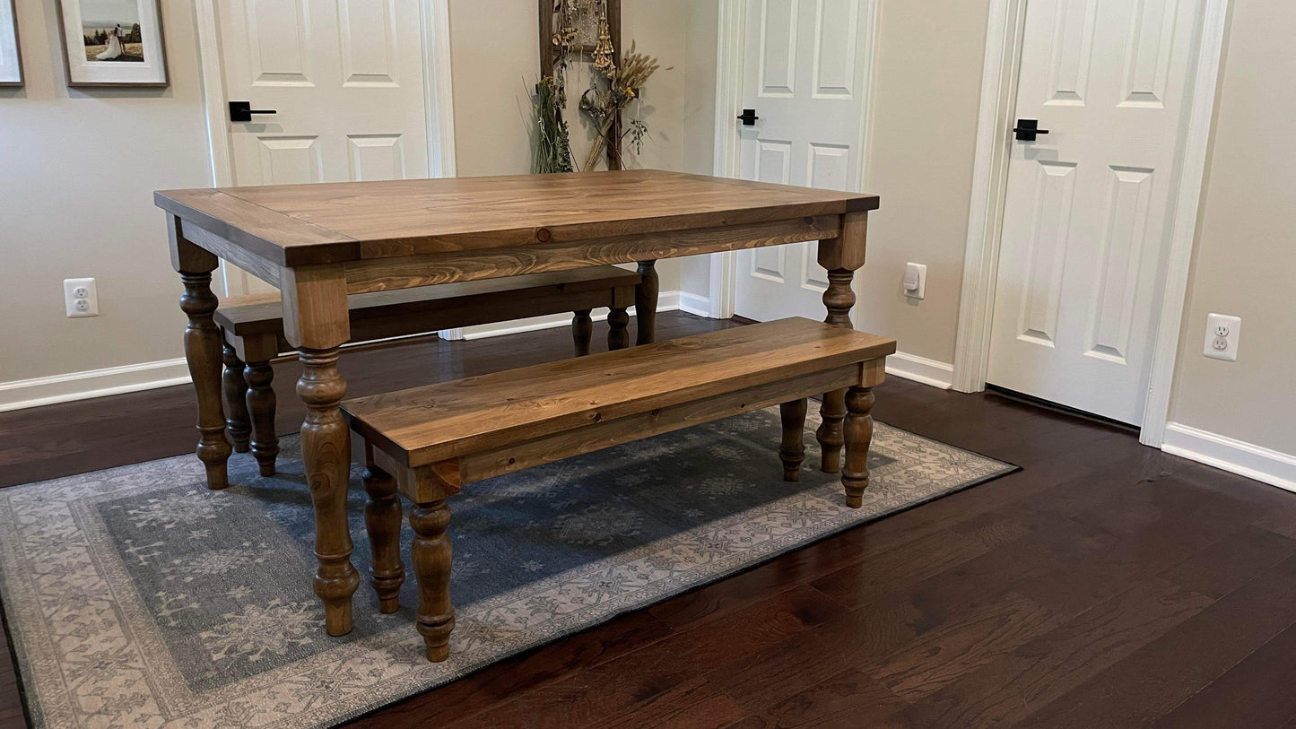 Pine Turned leg bench