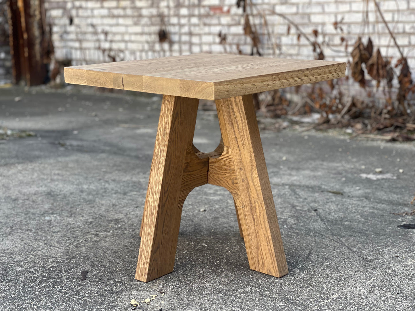 Davos Inspired White Oak Square End Table - Salvaged Natural Finish