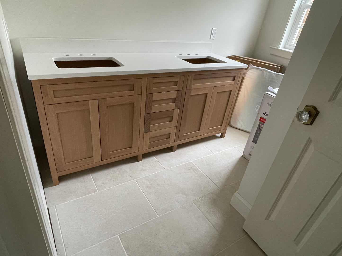 Free shipping - custom solid white oak vanity