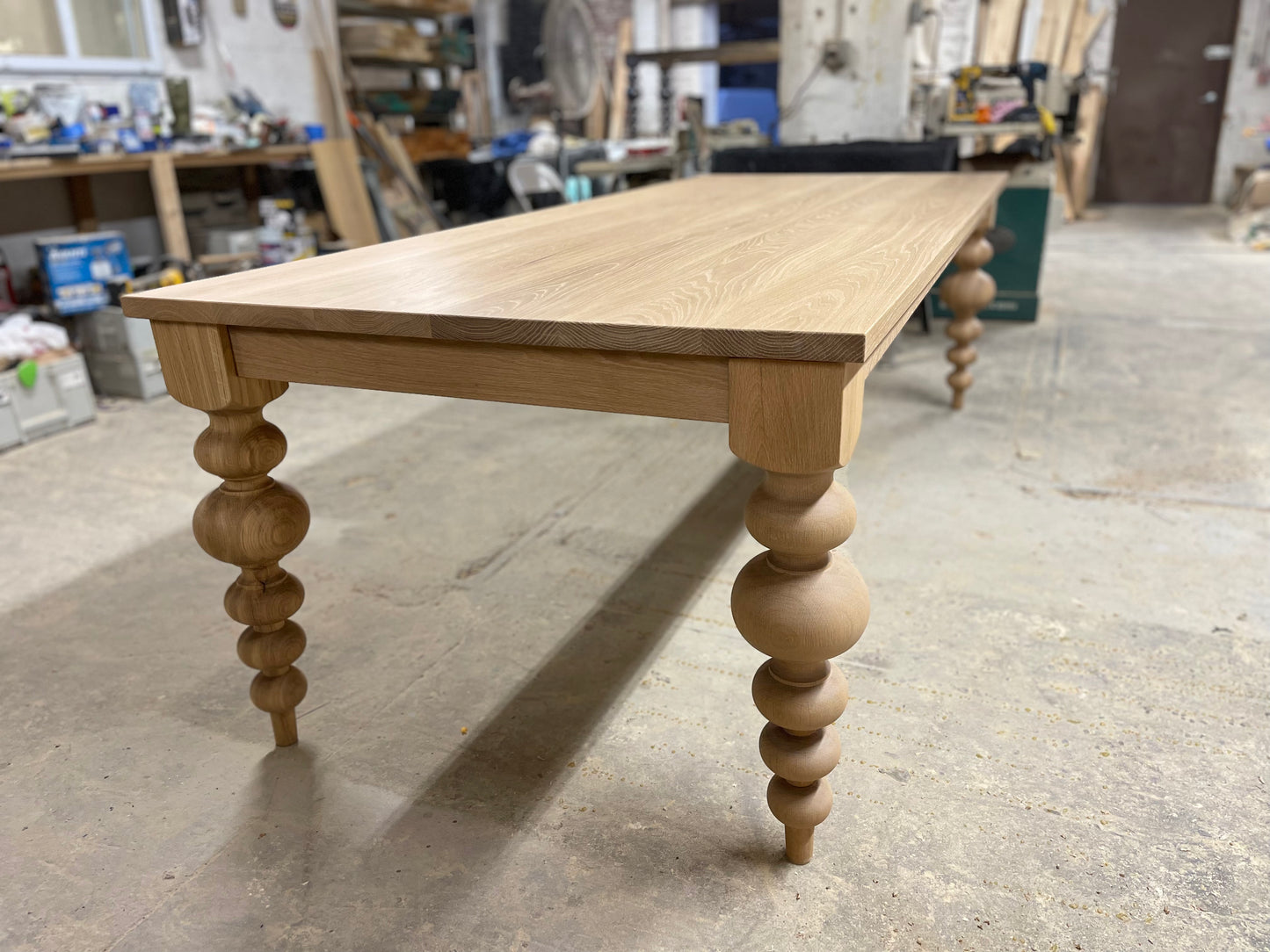 Alice Turned Leg Dining Table - White Oak - Mist Finish