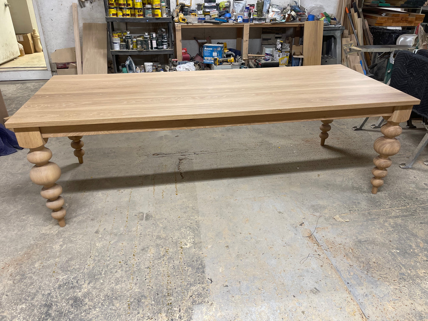 Alice Turned Leg Dining Table - White Oak - Mist Finish