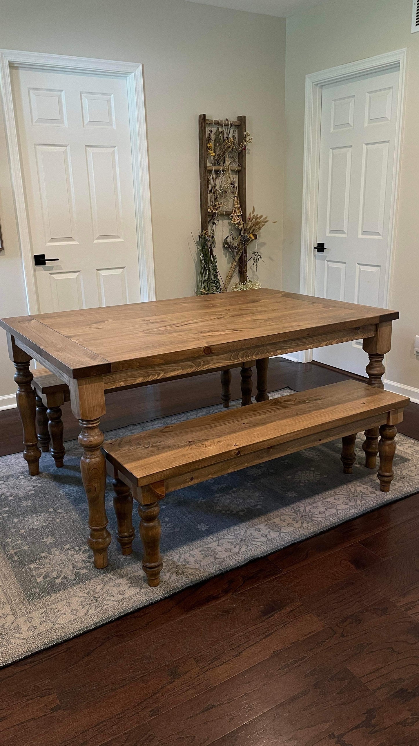 Pine Turned leg bench