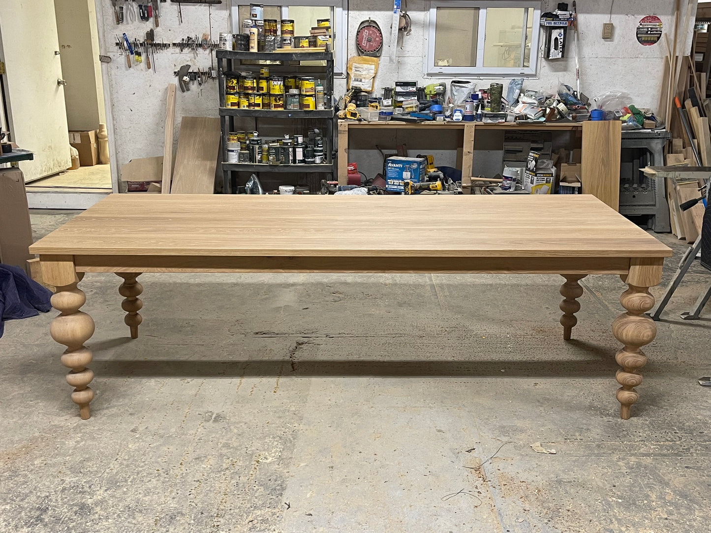 Alice Turned Leg Dining Table - White Oak - Mist Finish