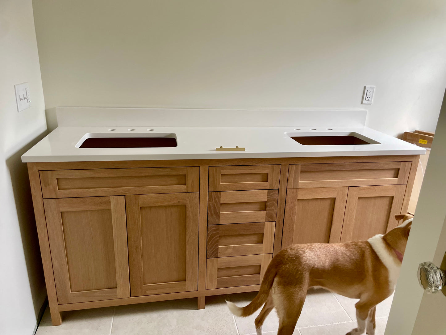 Free shipping - custom solid white oak vanity