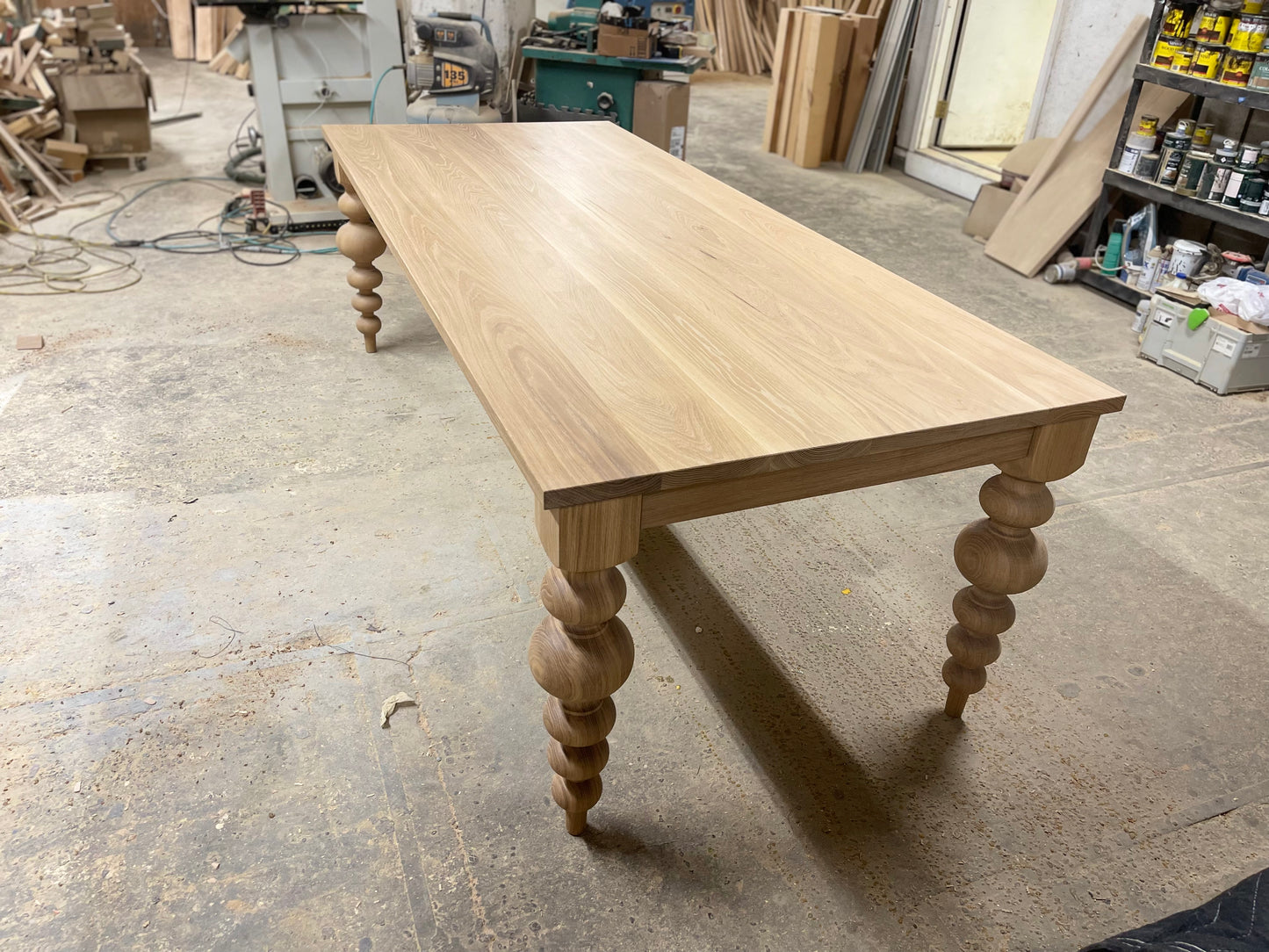 Alice Turned Leg Dining Table - White Oak - Mist Finish