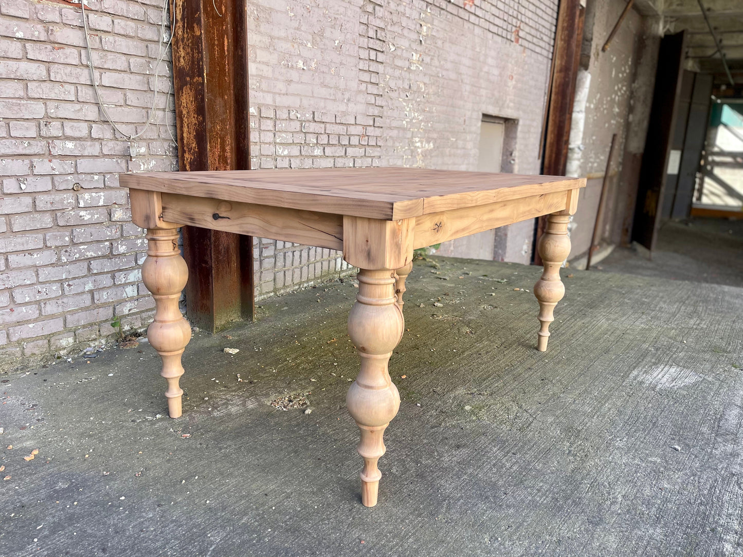 Arhaus Inspired Francis Turned Leg Dining Table - Weathered Oak