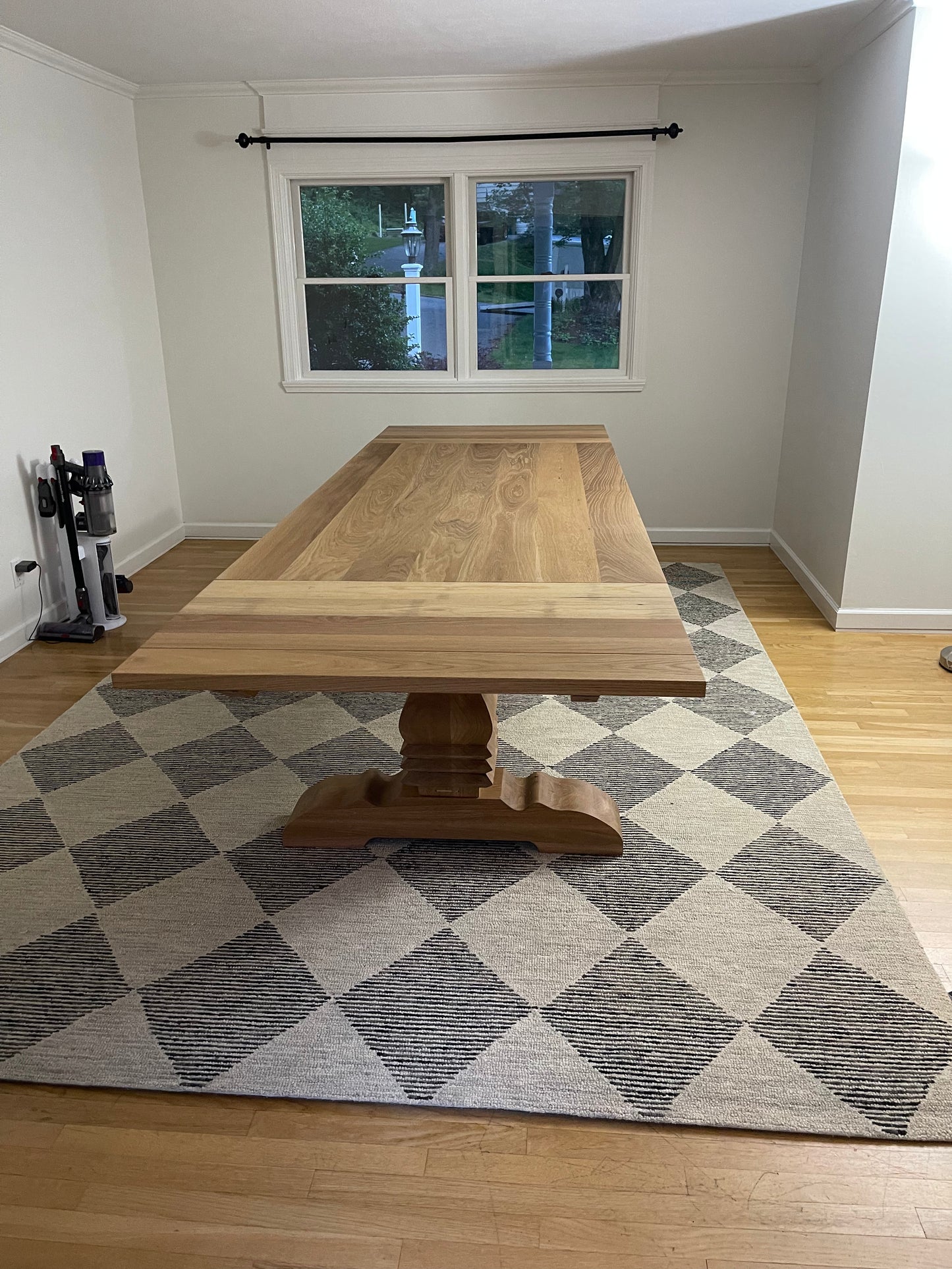 Custom White Oak extendable Pedestal Dining Table