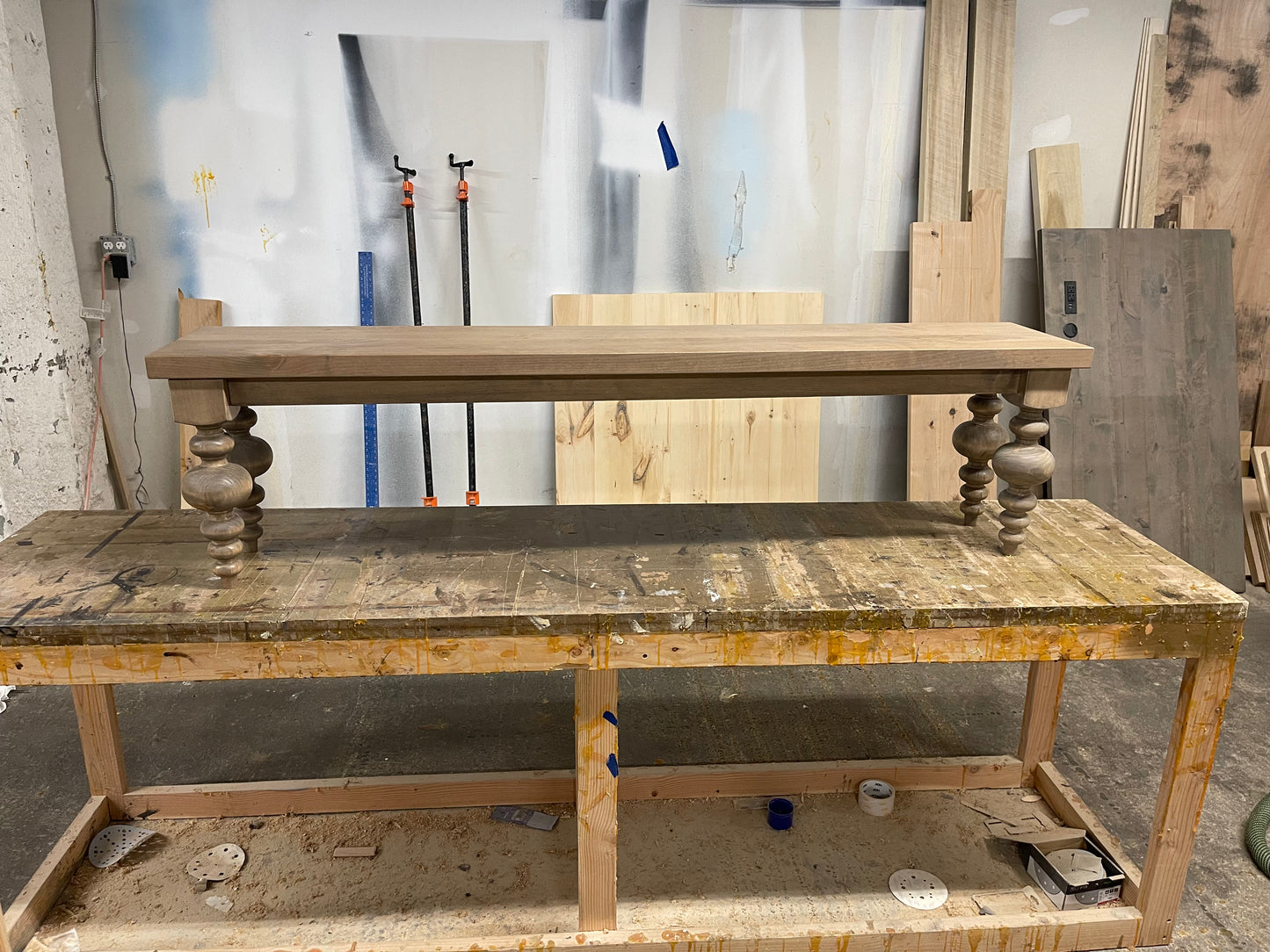 Ball Leg Turned leg bench