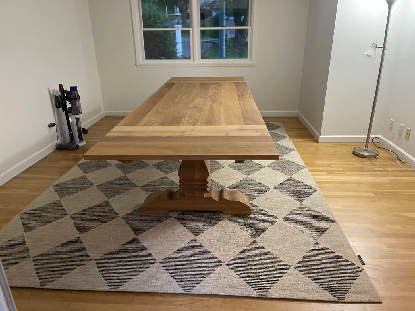 Custom White Oak extendable Pedestal Dining Table