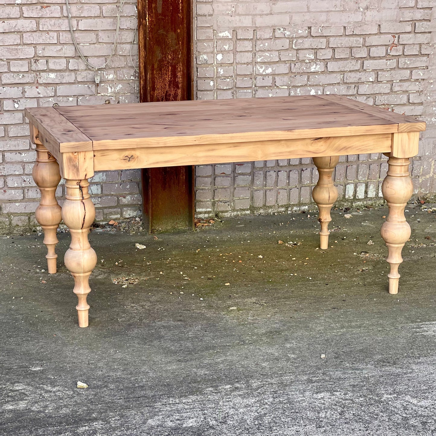 Arhaus Inspired Francis Turned Leg Dining Table - Weathered Oak