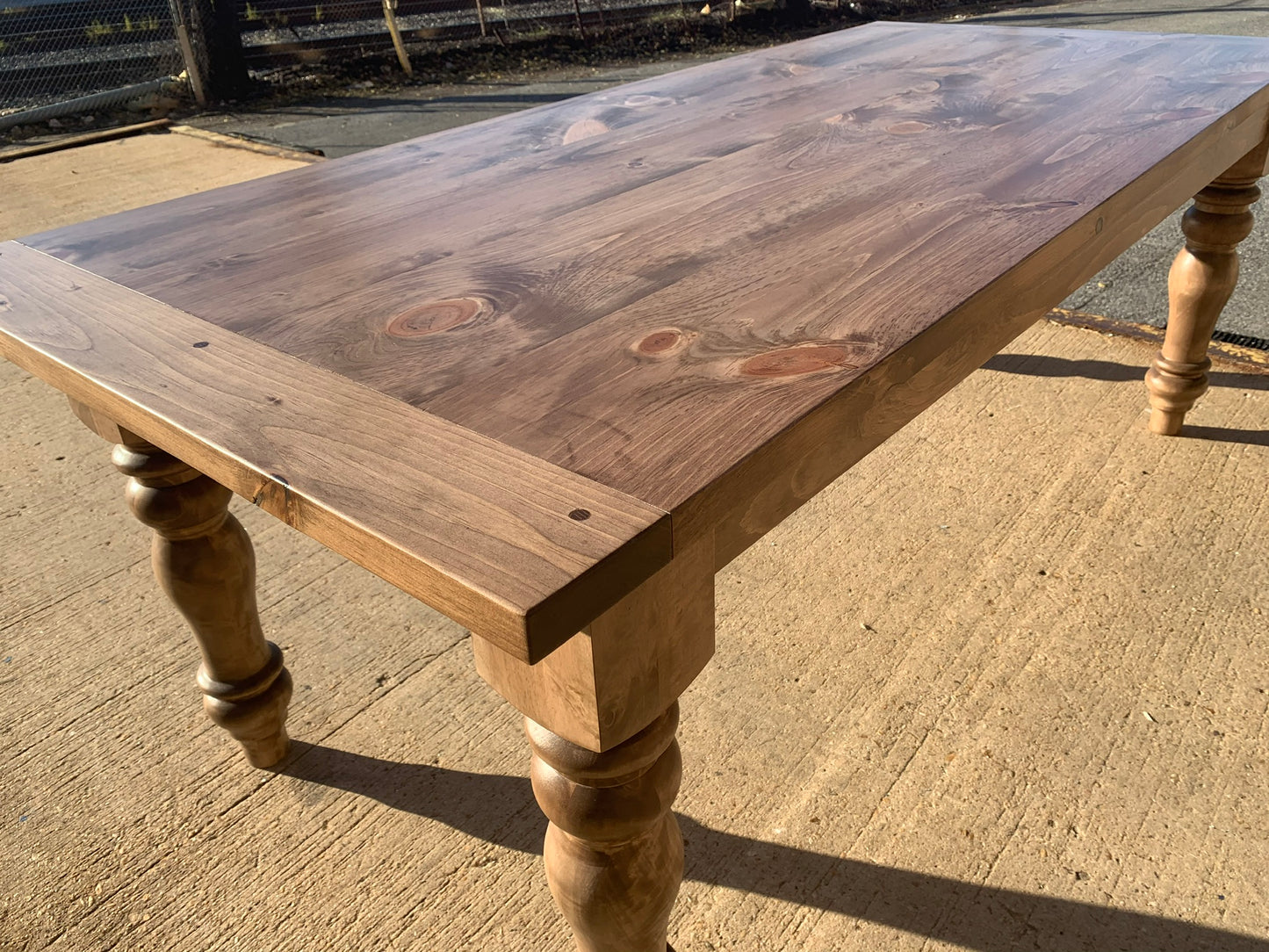 Special Walnut Classic Farmhouse Chunky Turned Leg Dining Table - 36" wide