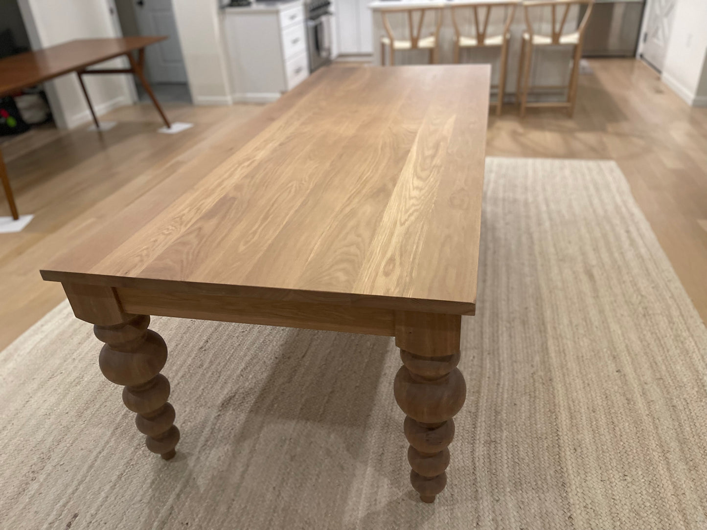 Alice Turned Leg Dining Table - White Oak - Natural Finish