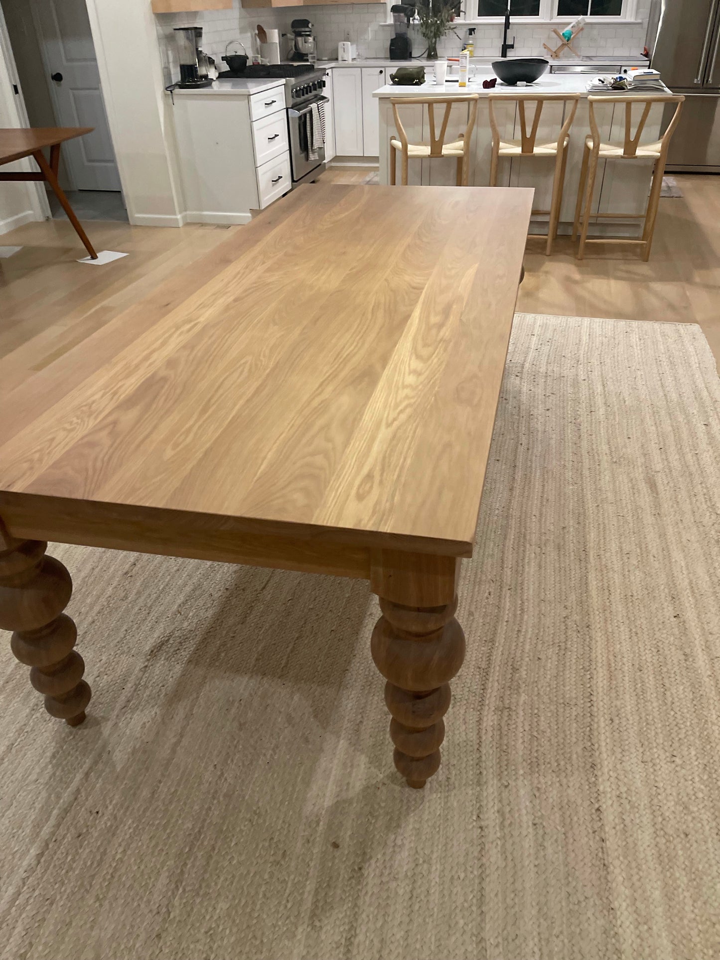 Alice Turned Leg Dining Table - White Oak - Natural Finish