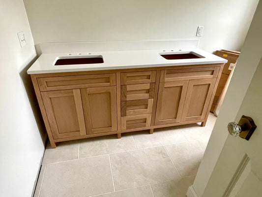 Free shipping - custom solid white oak vanity