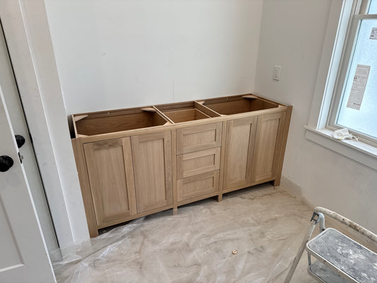 Free shipping - custom solid white oak vanity