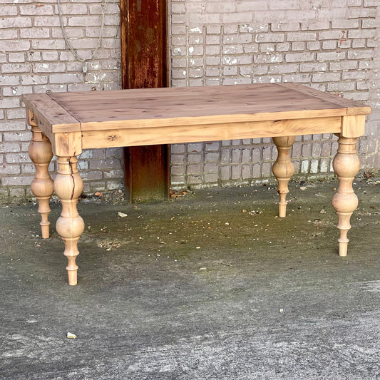 Arhaus Inspired Francis Turned Leg Dining Table - Weathered Oak